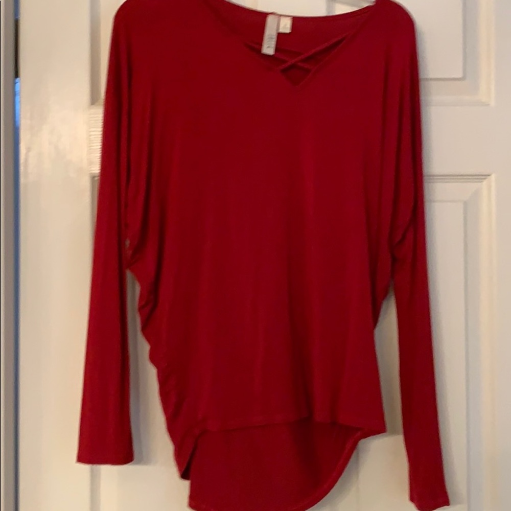 Loose, long burgundy top
